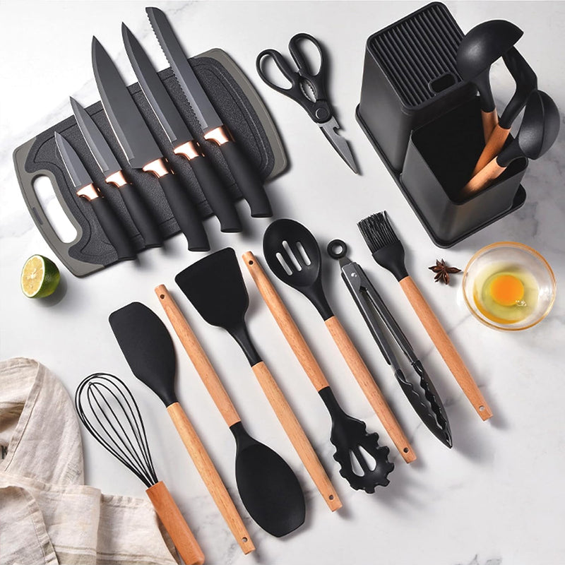 COCINA-PRO 19®  Set de Utensilios y Cuchillos de Cocina 19 piezas