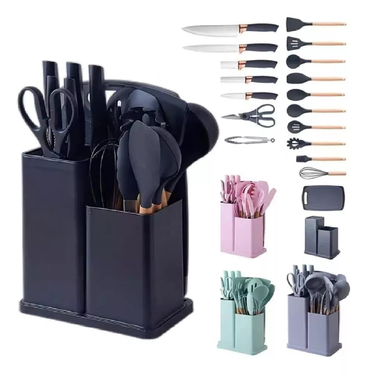 COCINA-PRO 19®  Set de Utensilios y Cuchillos de Cocina 19 piezas